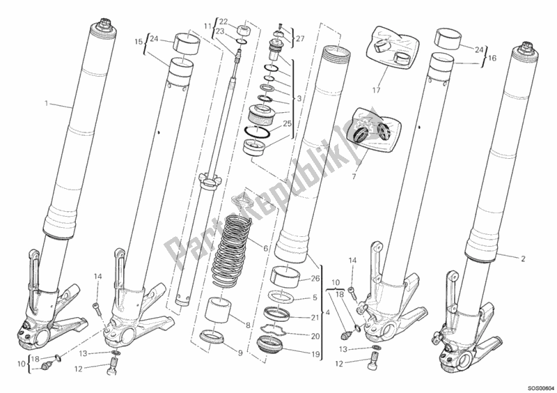 All parts for the Front Fork of the Ducati Diavel FL AUS 1200 2017